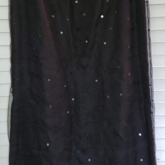 GIORGIO ARMANI BLACK LONG SILK SEQUIN MAXI SKIRT WITH SLIT - Picture 4 of 14